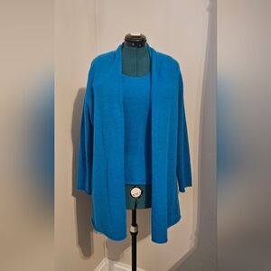 Neiman Marcus Vibrant Blue Cardigan And Shell CASHMERE like New!!!